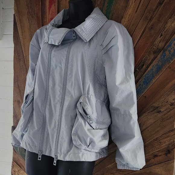 Stella McCartney x Adidas double zipper front pockets gray cotton jacket Sz M - Picture 1 of 16